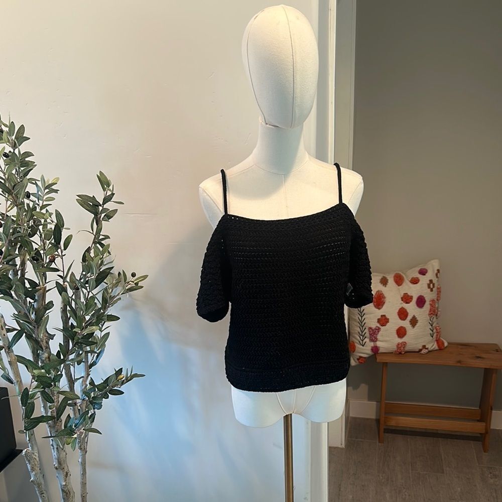 VINCE Open Shoulder Organic Cotton Crochet Tank New! - Picture 5 of 13